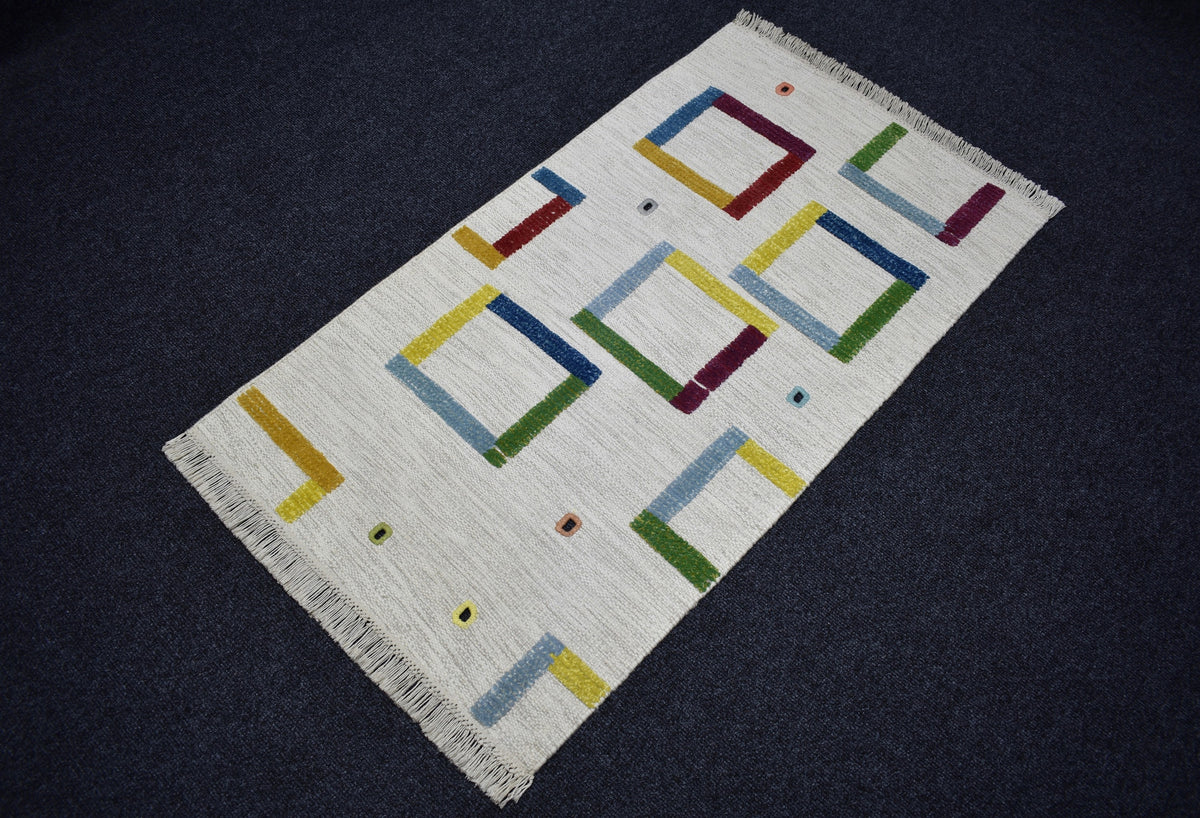 Yeni El Dokuma Emsalsiz Modern Tasarım Yün Kilim 7786