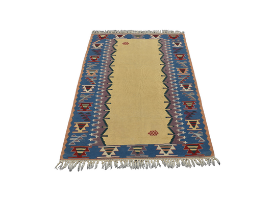 Sezon Fırsatı El Dokuma Farklı Kompozisyon İzmir Yün Kilim 4553