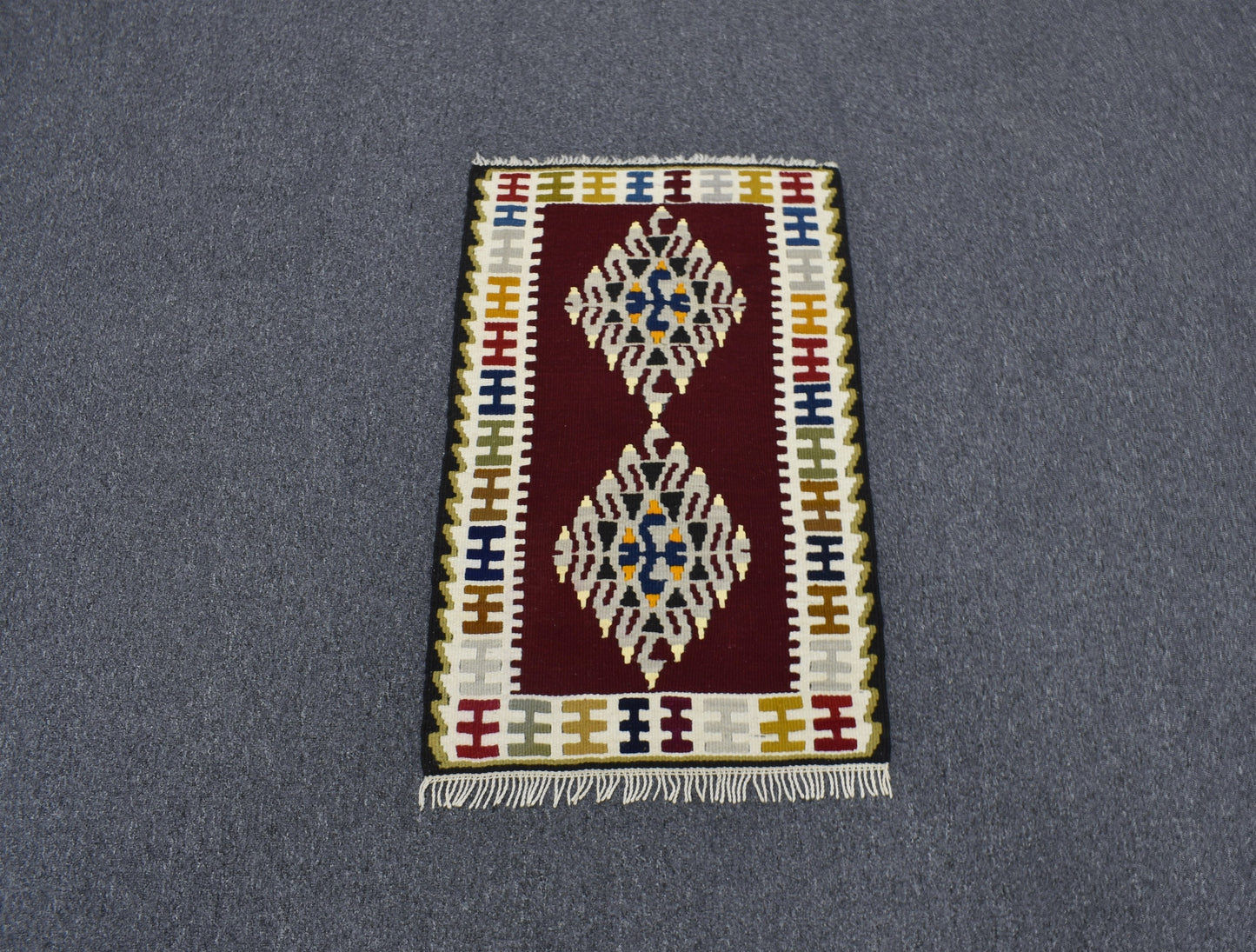 Yeni El Dokuma Enfes Elegant Hediyelik Yahyalı Yün Kilim 4565