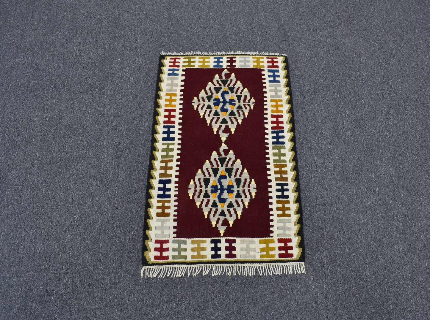 Yeni El Dokuma Enfes Elegant Hediyelik Yahyalı Yün Kilim 4565