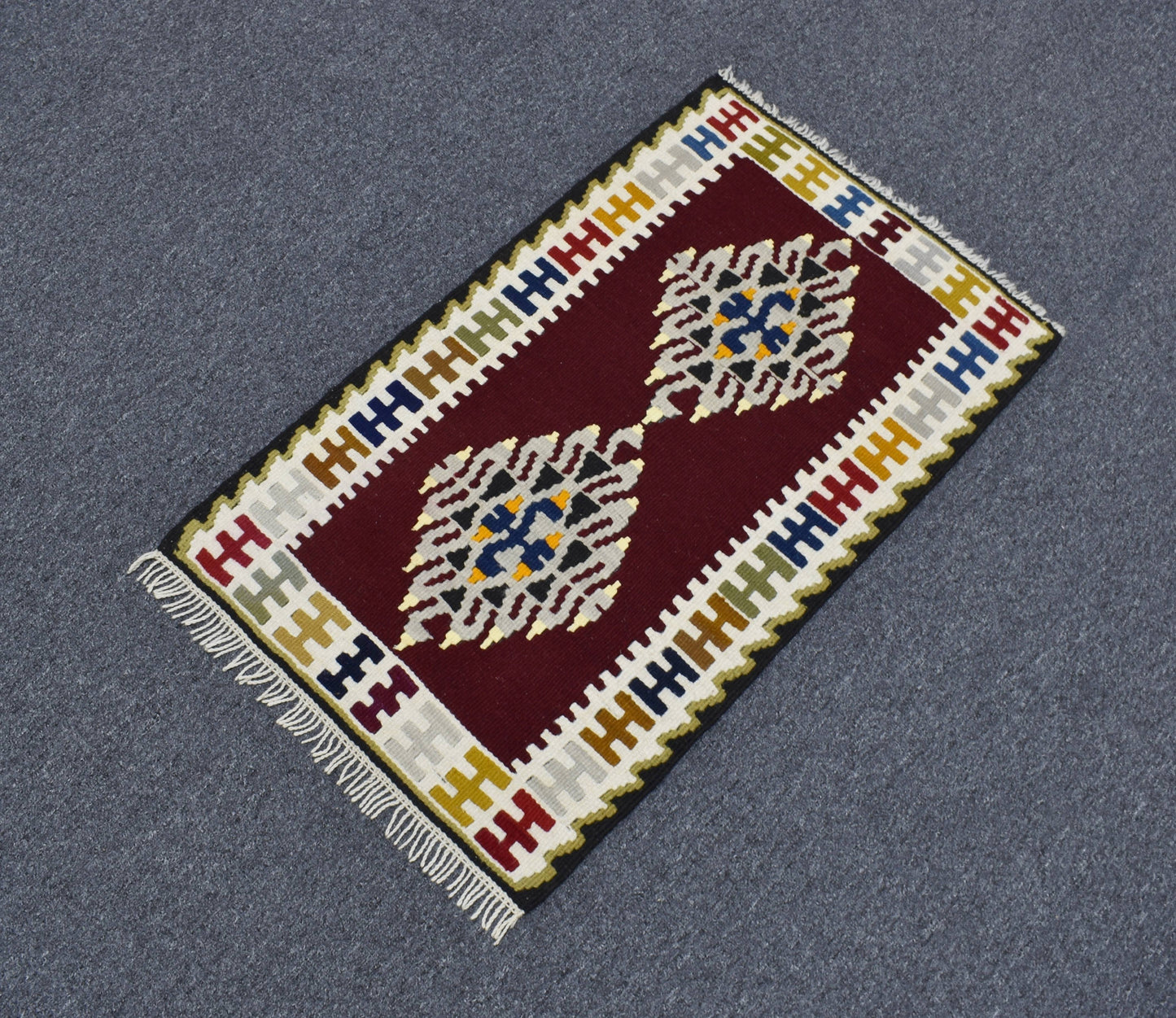 Yeni El Dokuma Enfes Elegant Hediyelik Yahyalı Yün Kilim 4565