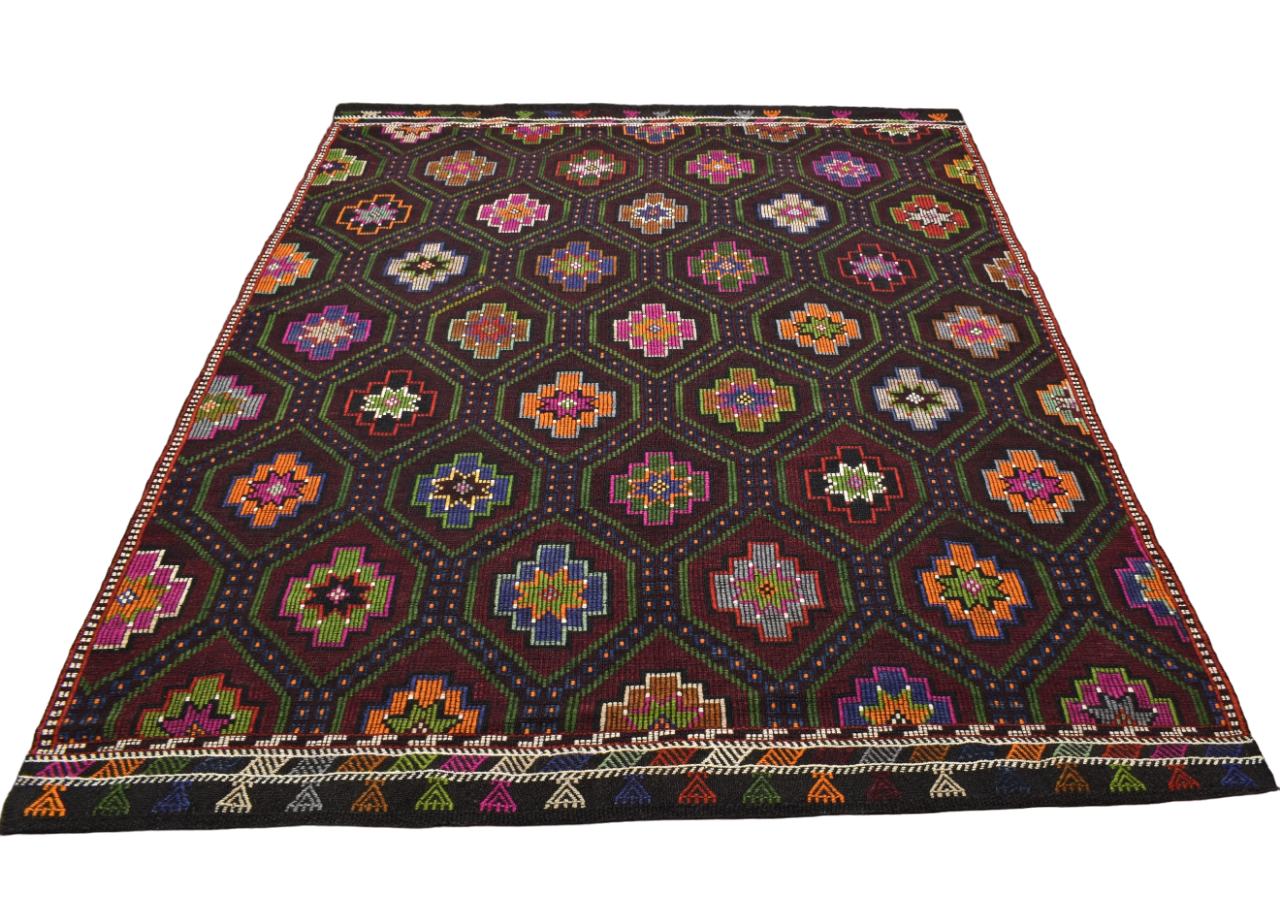 El Dokuması Yekpare Uşak Yörük Yün Cecim Kilim 4653