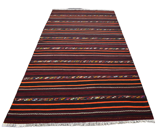 El Dokuması Başyapıt Tek Parça Yekpare Sivas Yün Kilim 4717