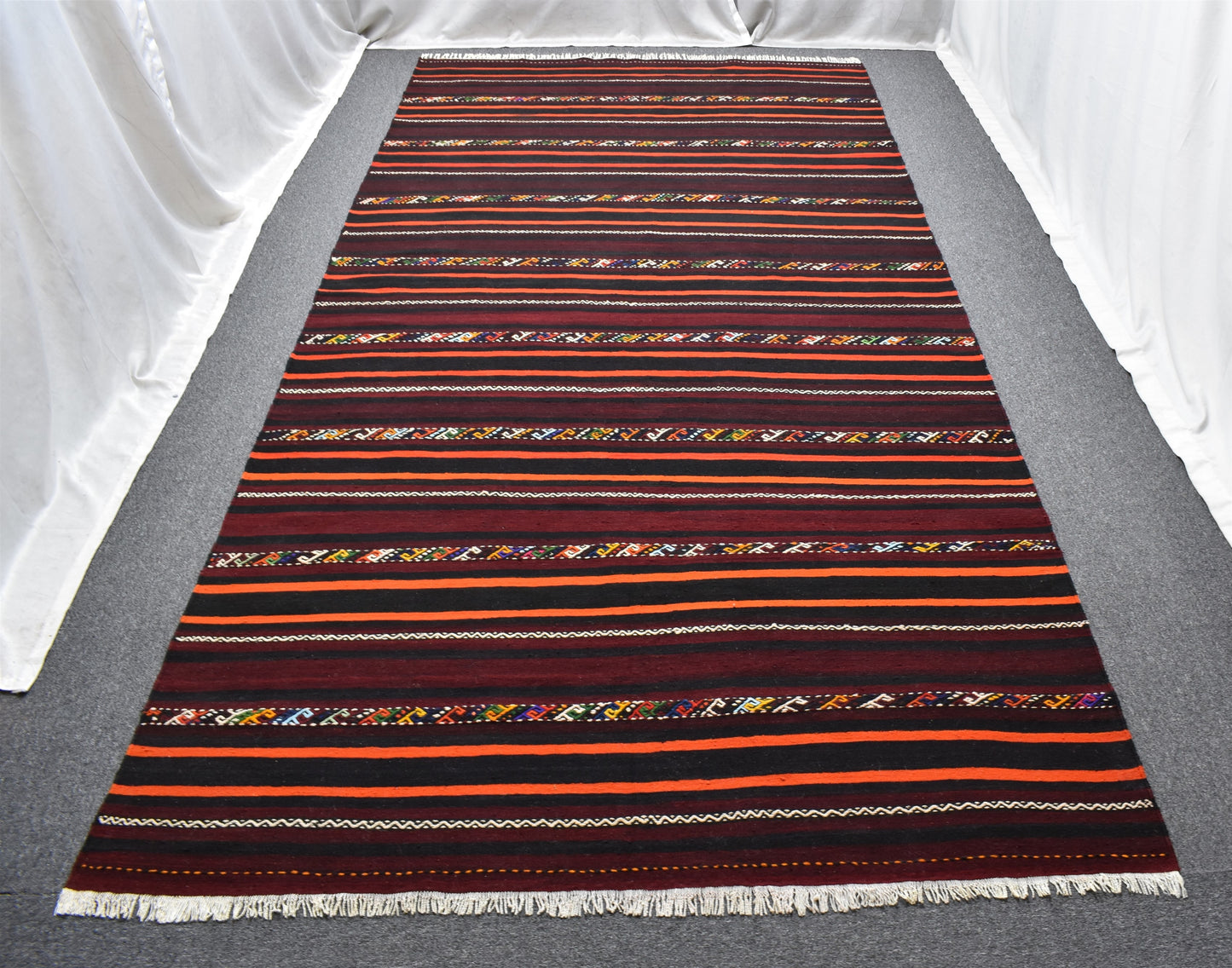 El Dokuması Başyapıt Tek Parça Yekpare Sivas Yün Kilim 4717