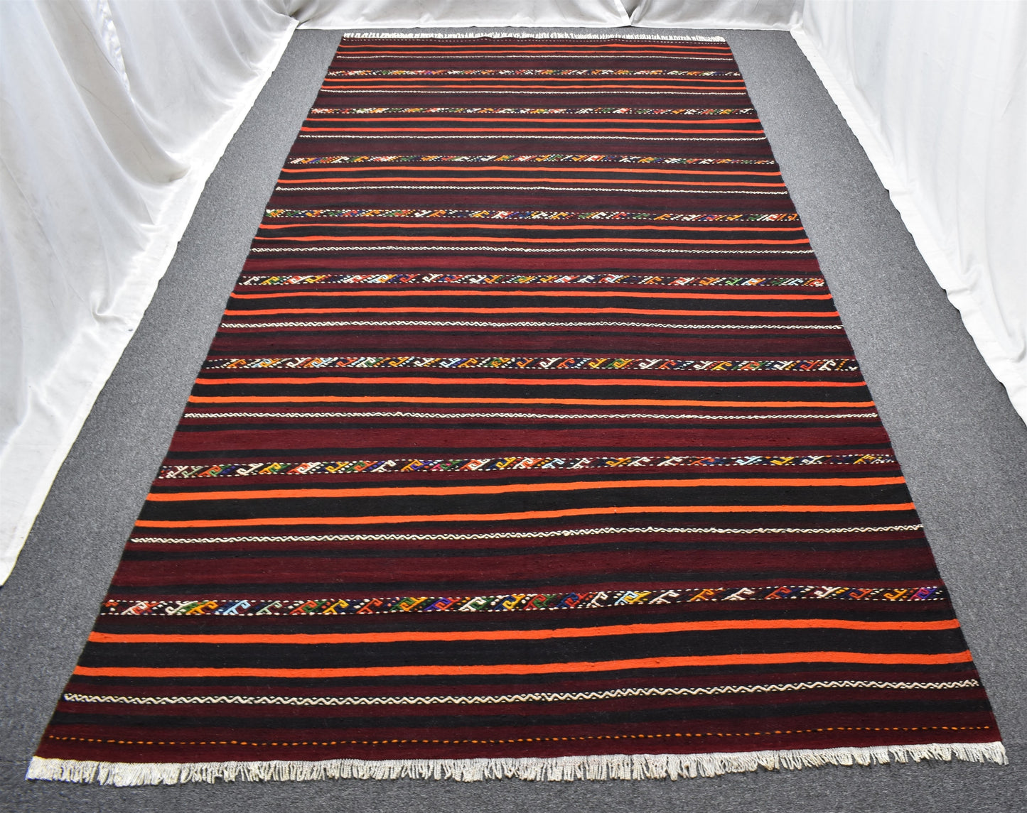 El Dokuması Başyapıt Tek Parça Yekpare Sivas Yün Kilim 4717