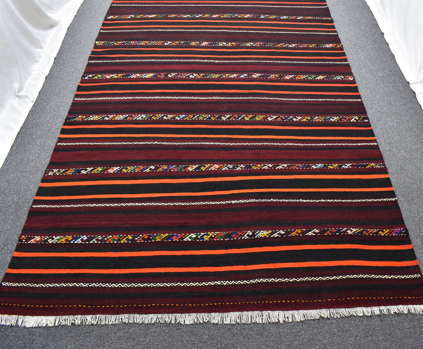 El Dokuması Başyapıt Tek Parça Yekpare Sivas Yün Kilim 4717