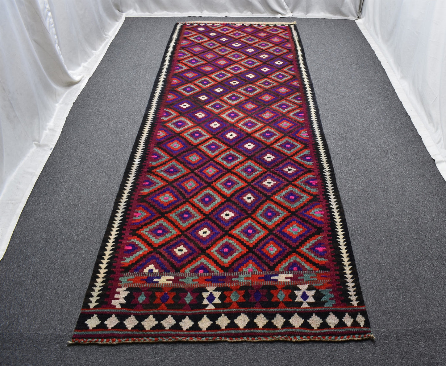 Yeni El Dokuma Geometrik Otantik Erzurum Yün Yolluk Kilim 4721