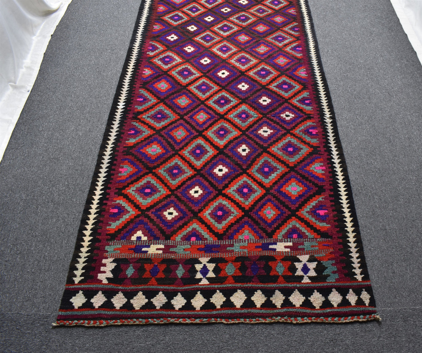 Yeni El Dokuma Geometrik Otantik Erzurum Yün Yolluk Kilim 4721