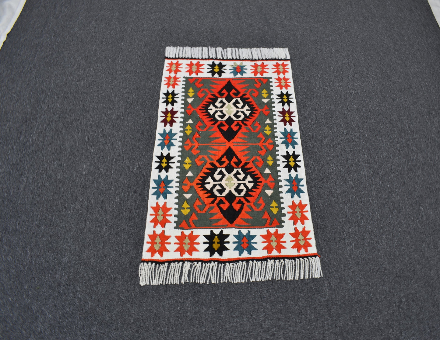 Yeni El Dokuma Pınarbaşı Ateş Kırmızısı Bukleli Pamuklu Yün Kilim 4731