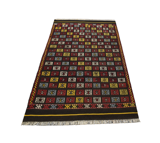 El Dokuma Benzersiz Başyapıt Bergama Yörük Yün Kilim 4744