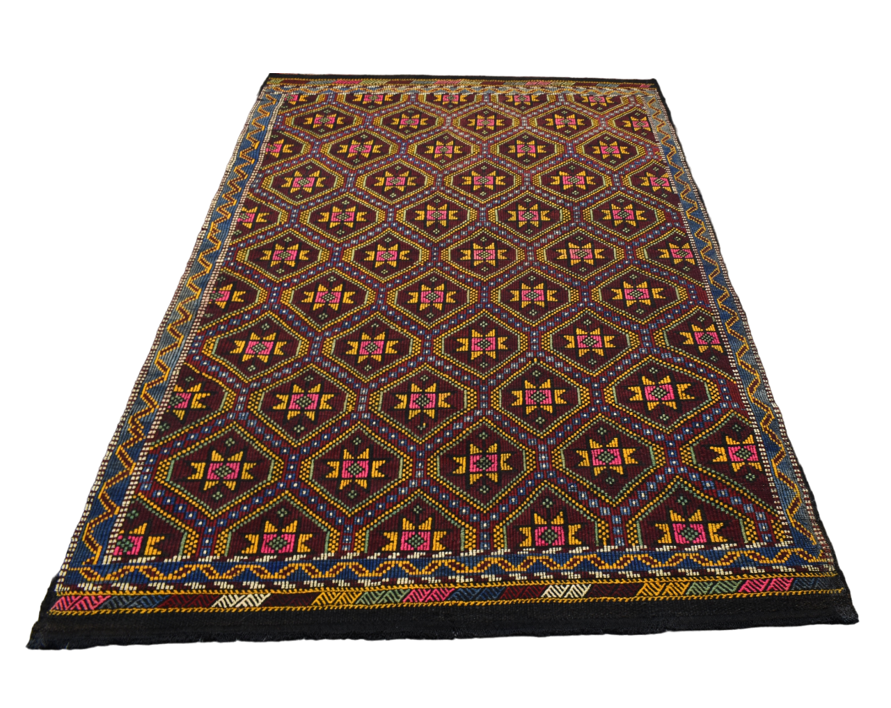 El Dokuması Yekpare Geometrik Karapınar Yörük Yün Cecim Kilim 4882