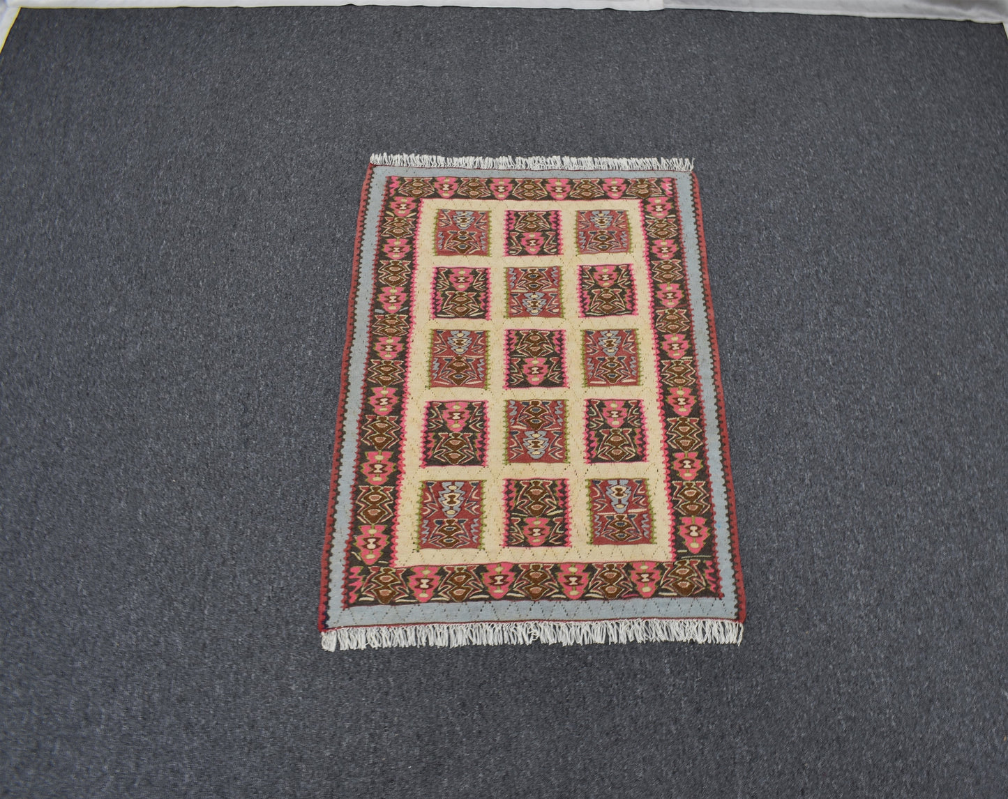 El Dokuma Otantik Pastel Naif İran Sine Yün Kilim 4893