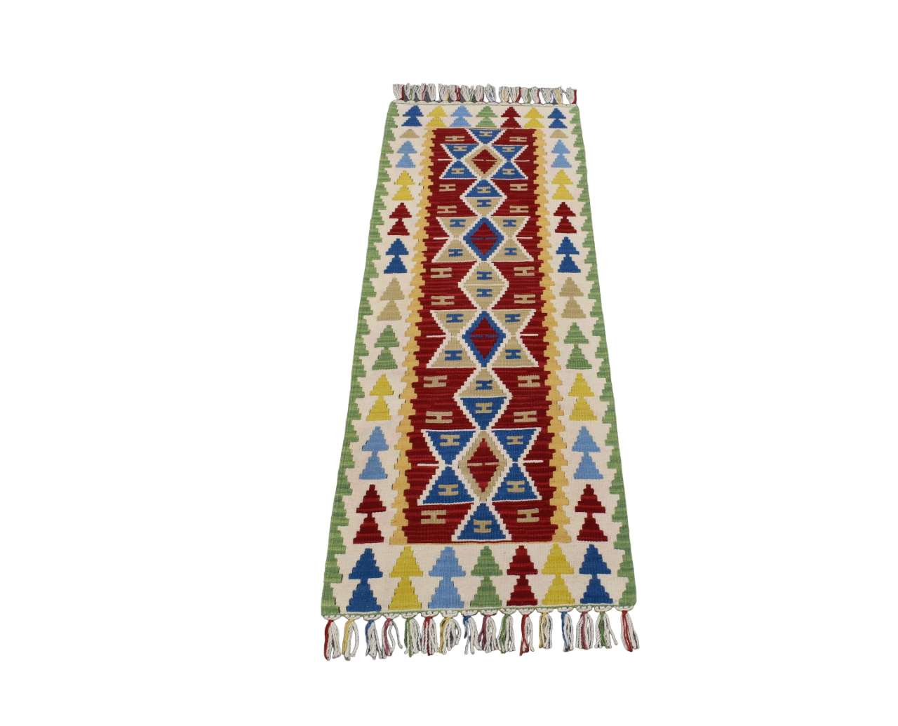 Yeni El Dokuma Renkli Pınarbaşı Yün Mini Yolluk Kilim 4895