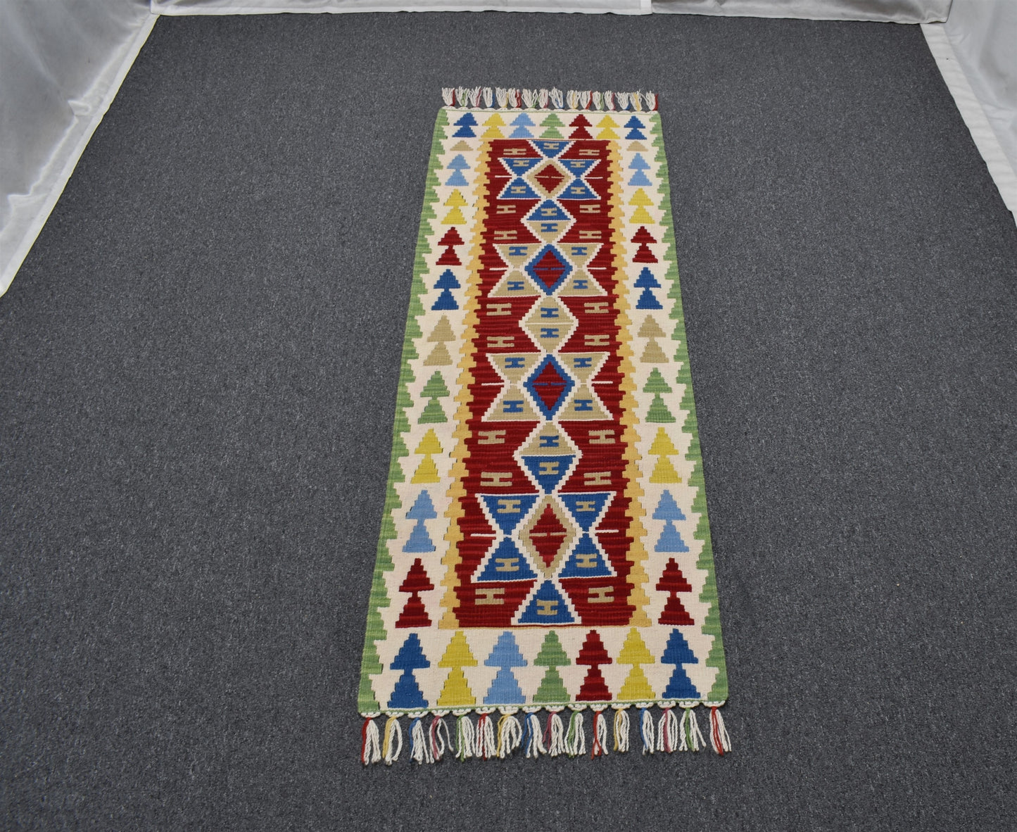 Yeni El Dokuma Renkli Pınarbaşı Yün Mini Yolluk Kilim 4895