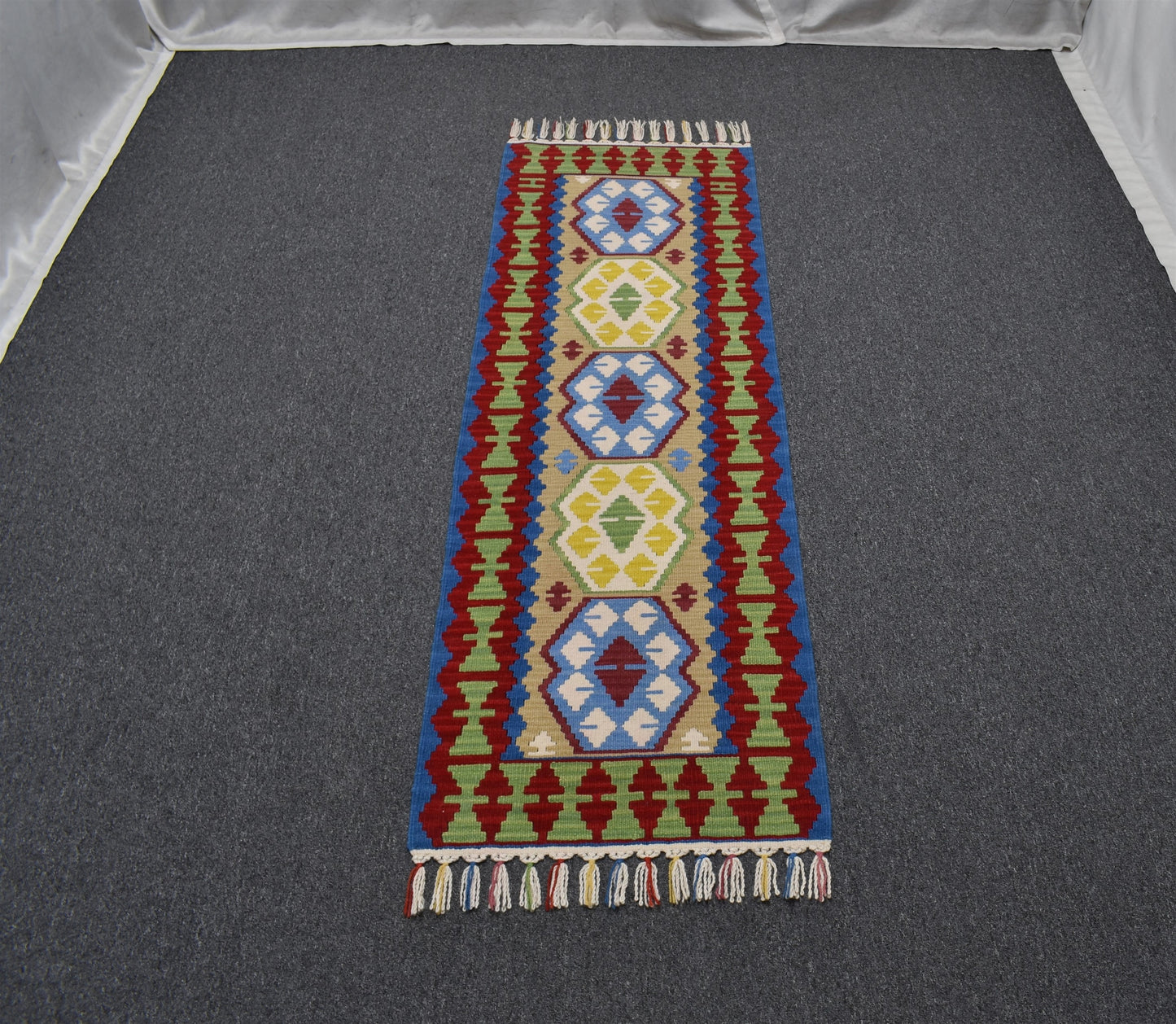 Yeni El Dokuma Renkli Pınarbaşı Yün Mini Yolluk Kilim 4897