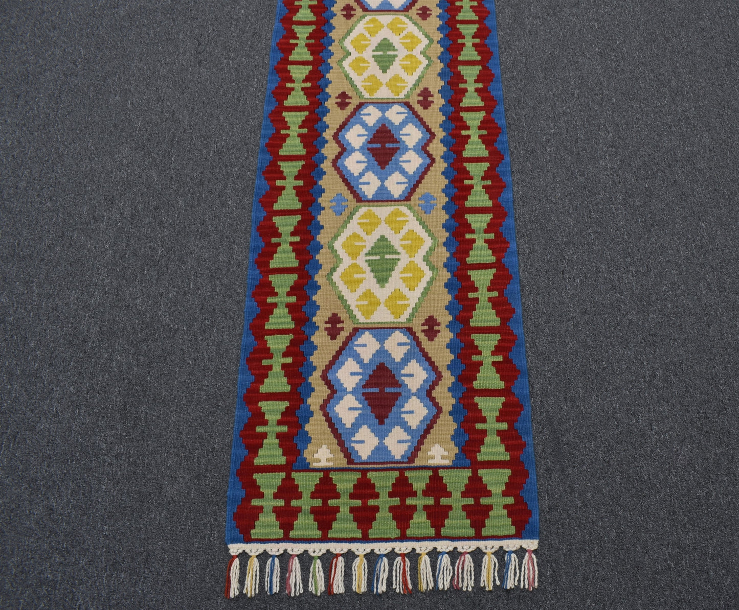 Yeni El Dokuma Renkli Pınarbaşı Yün Mini Yolluk Kilim 4897