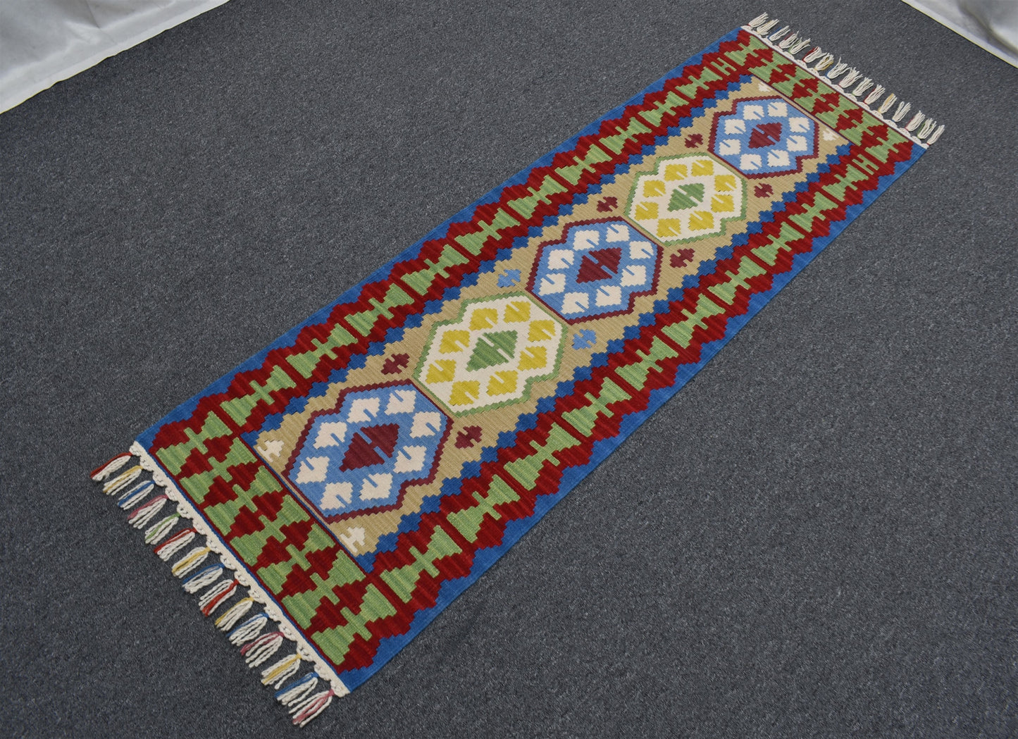 Yeni El Dokuma Renkli Pınarbaşı Yün Mini Yolluk Kilim 4897