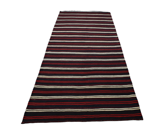 Yeni El Dokuma İnce Çubuklu Otantik Yağcıbedir Balıkesir Yün Kilim 4928