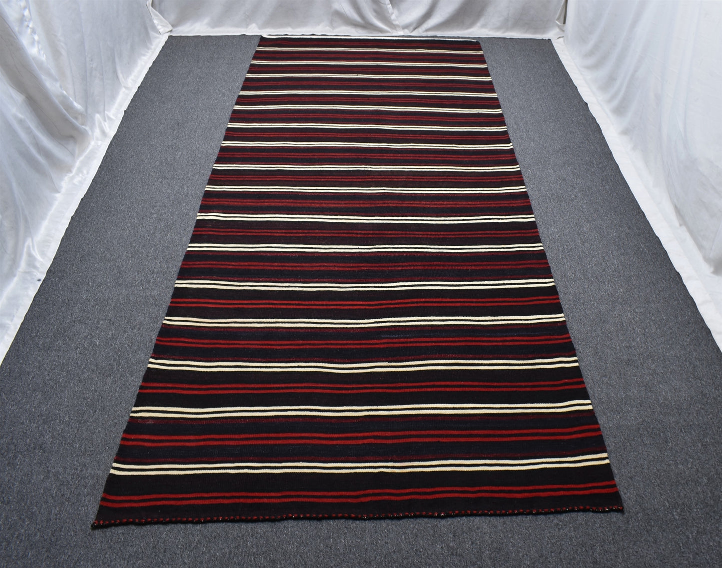 Yeni El Dokuma İnce Çubuklu Otantik Yağcıbedir Balıkesir Yün Kilim 4928