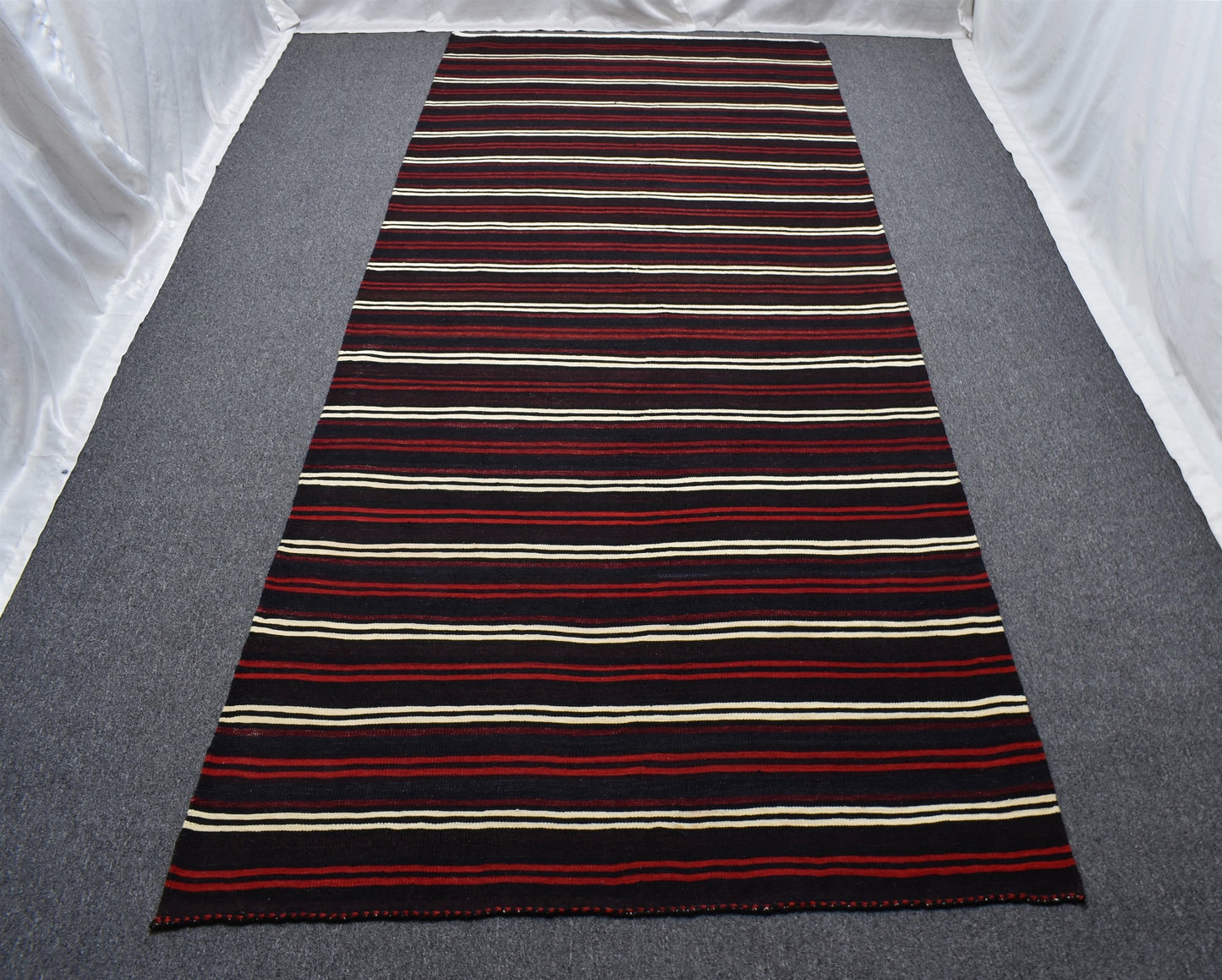 Yeni El Dokuma İnce Çubuklu Otantik Yağcıbedir Balıkesir Yün Kilim 4928