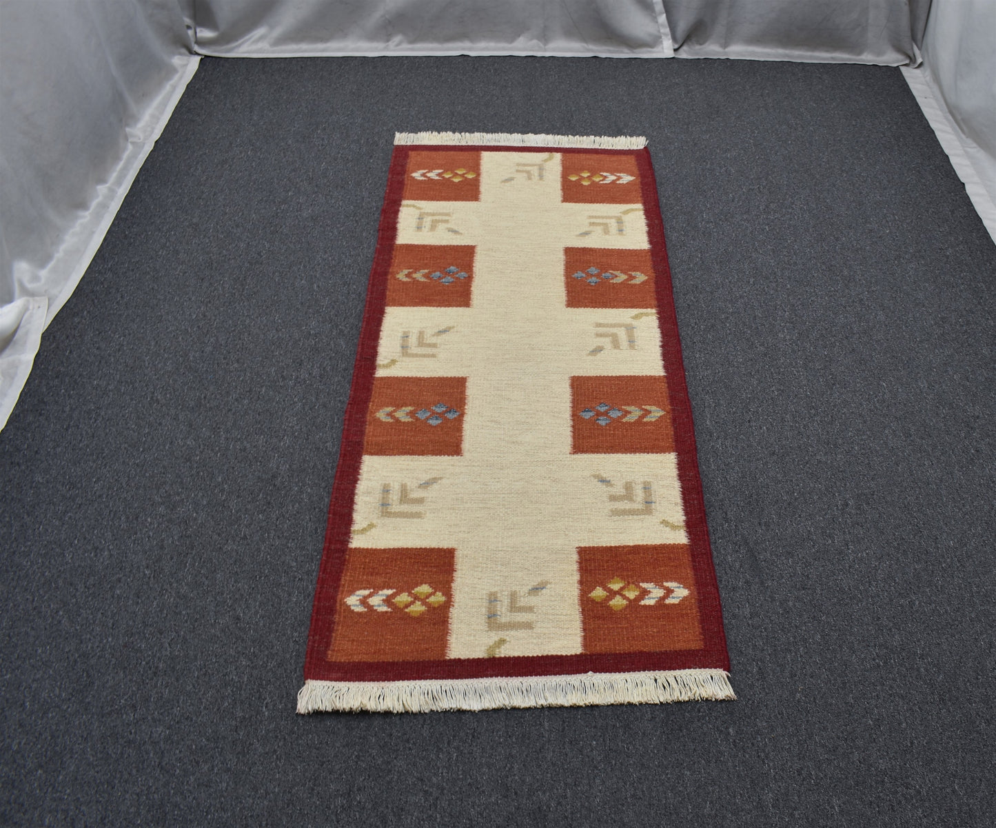 Yeni El Dokuma Modern Tarz Özel Tasarım Yolluk Yün Kilim 4952