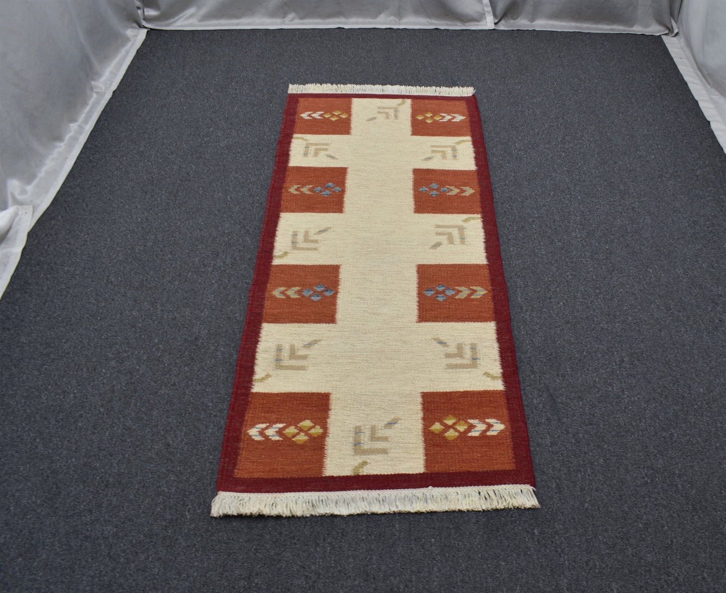 Yeni El Dokuma Modern Tarz Özel Tasarım Yolluk Yün Kilim 4952