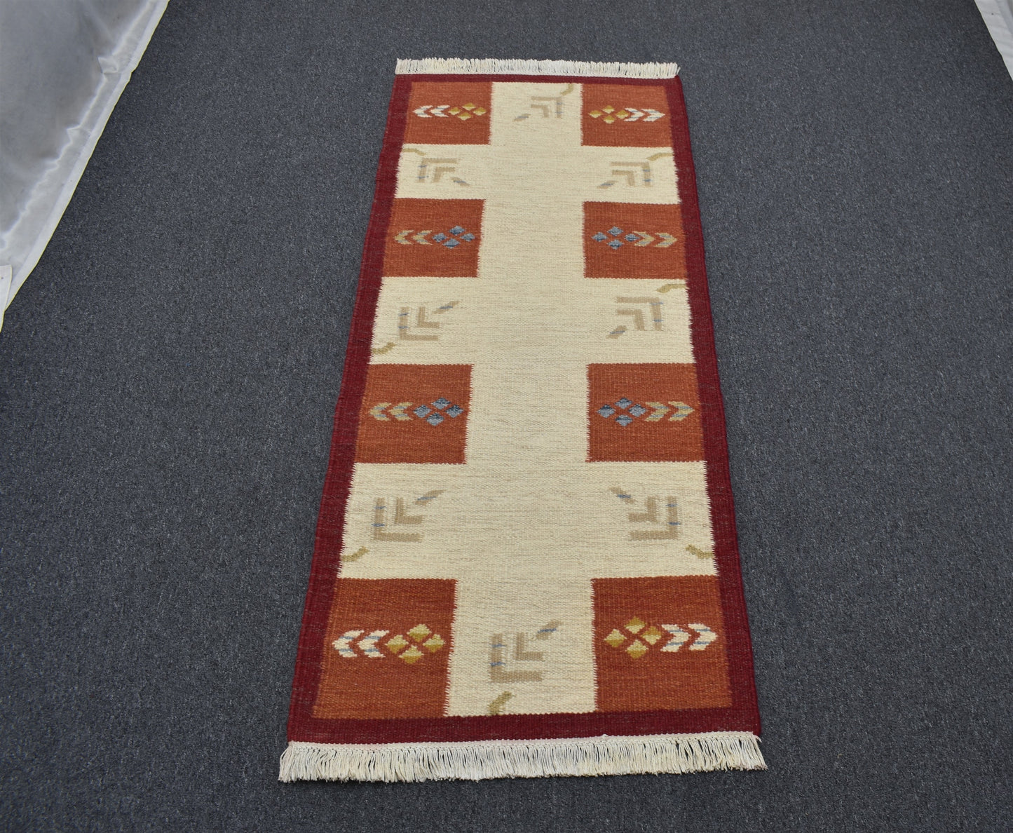 Yeni El Dokuma Modern Tarz Özel Tasarım Yolluk Yün Kilim 4952