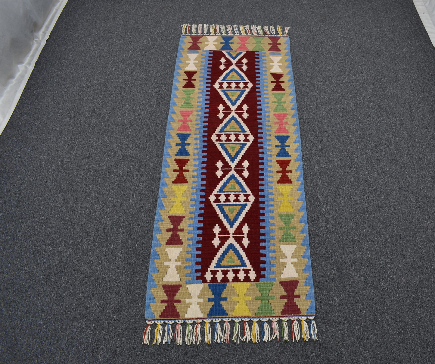 Yeni El Dokuma Desenli Pınarbaşı Yün Mini Yolluk Kilim 4956