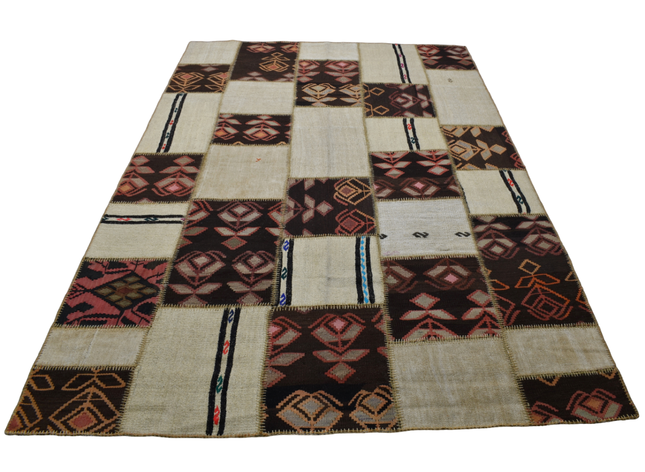 Yeni El Dokuma 7.5m2 Kendirli Patchwork Kırkyama Yün Kilim 4995