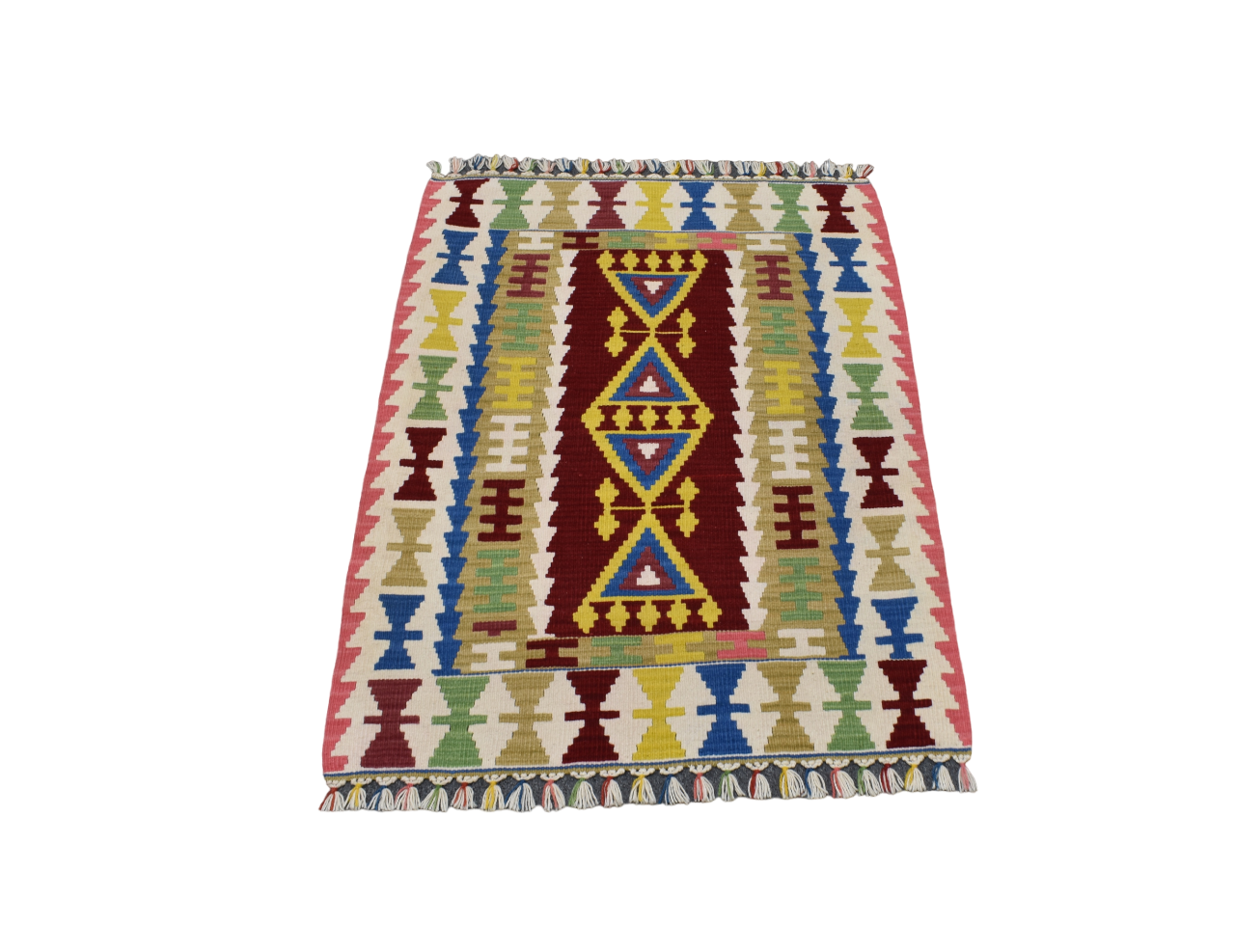 Yeni El Dokuma Geometrik Desenli Kayseri Yün Kilim 5030