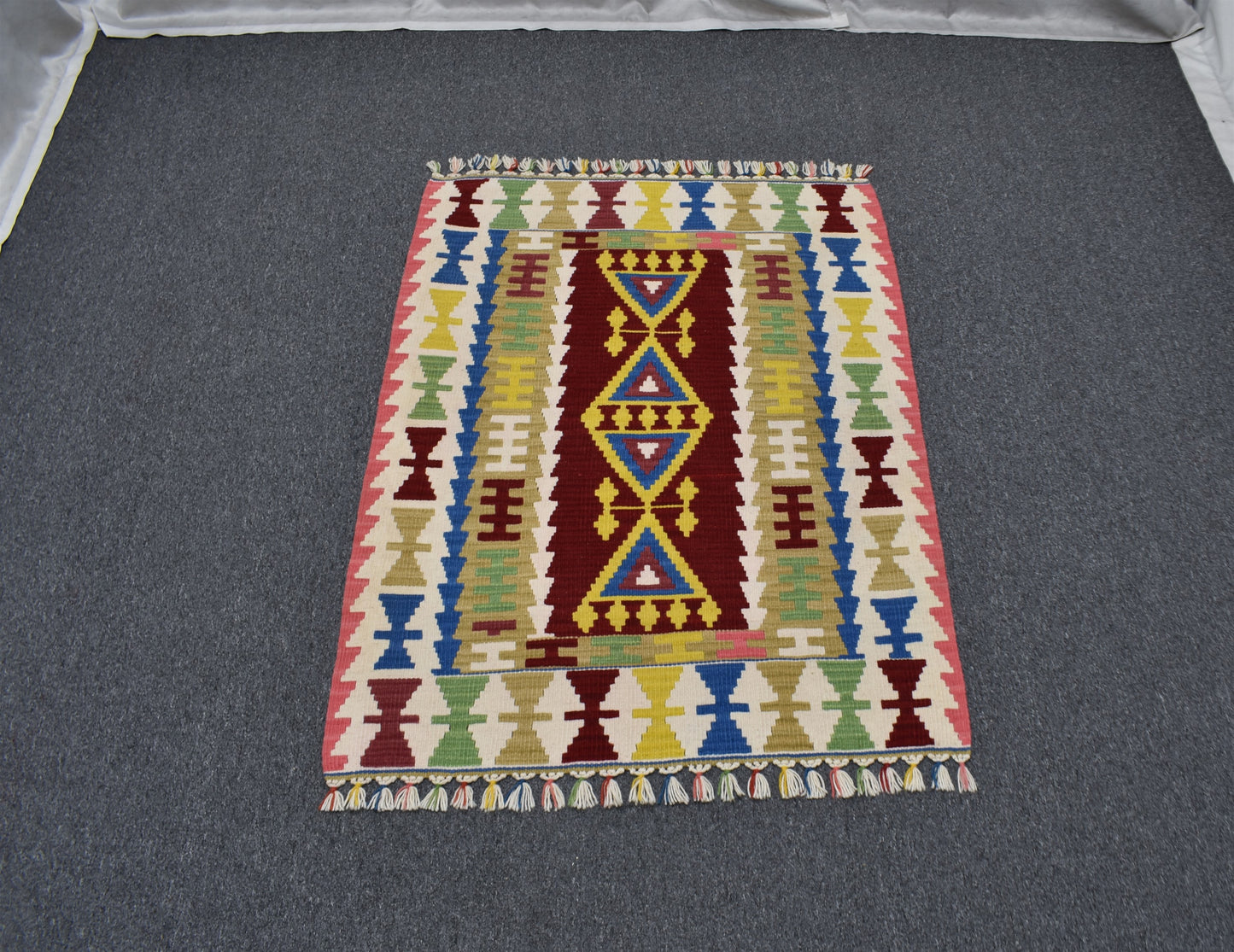 Yeni El Dokuma Geometrik Desenli Kayseri Yün Kilim 5030