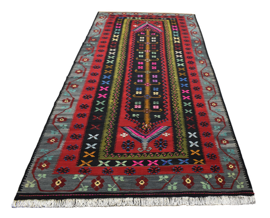 Yeni El Dokuma 6m2 Güllü Çiçekli Karabağ Yün Kilim 5077