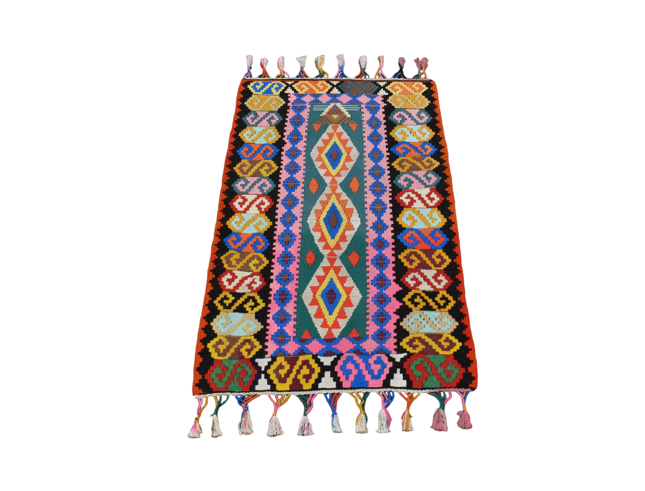 Yeni El Dokuma Nadide Otantik Herki Bukleli Yün Kilim 5133