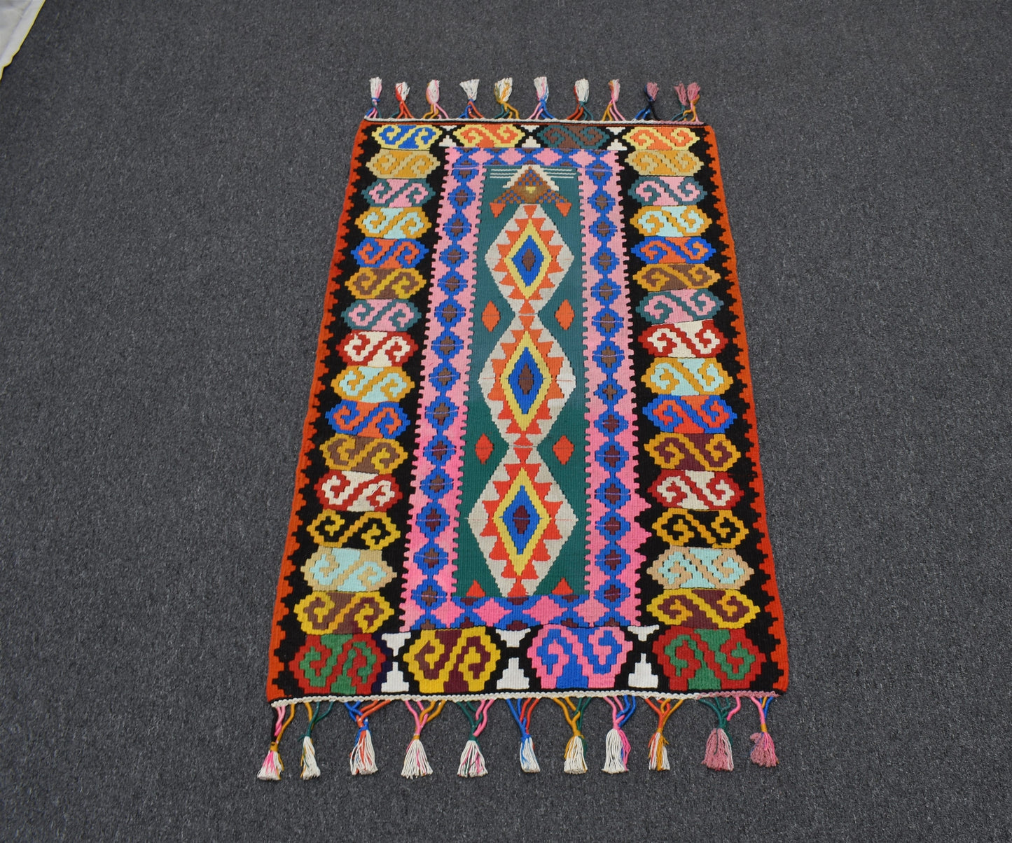 Yeni El Dokuma Nadide Otantik Herki Bukleli Yün Kilim 5133