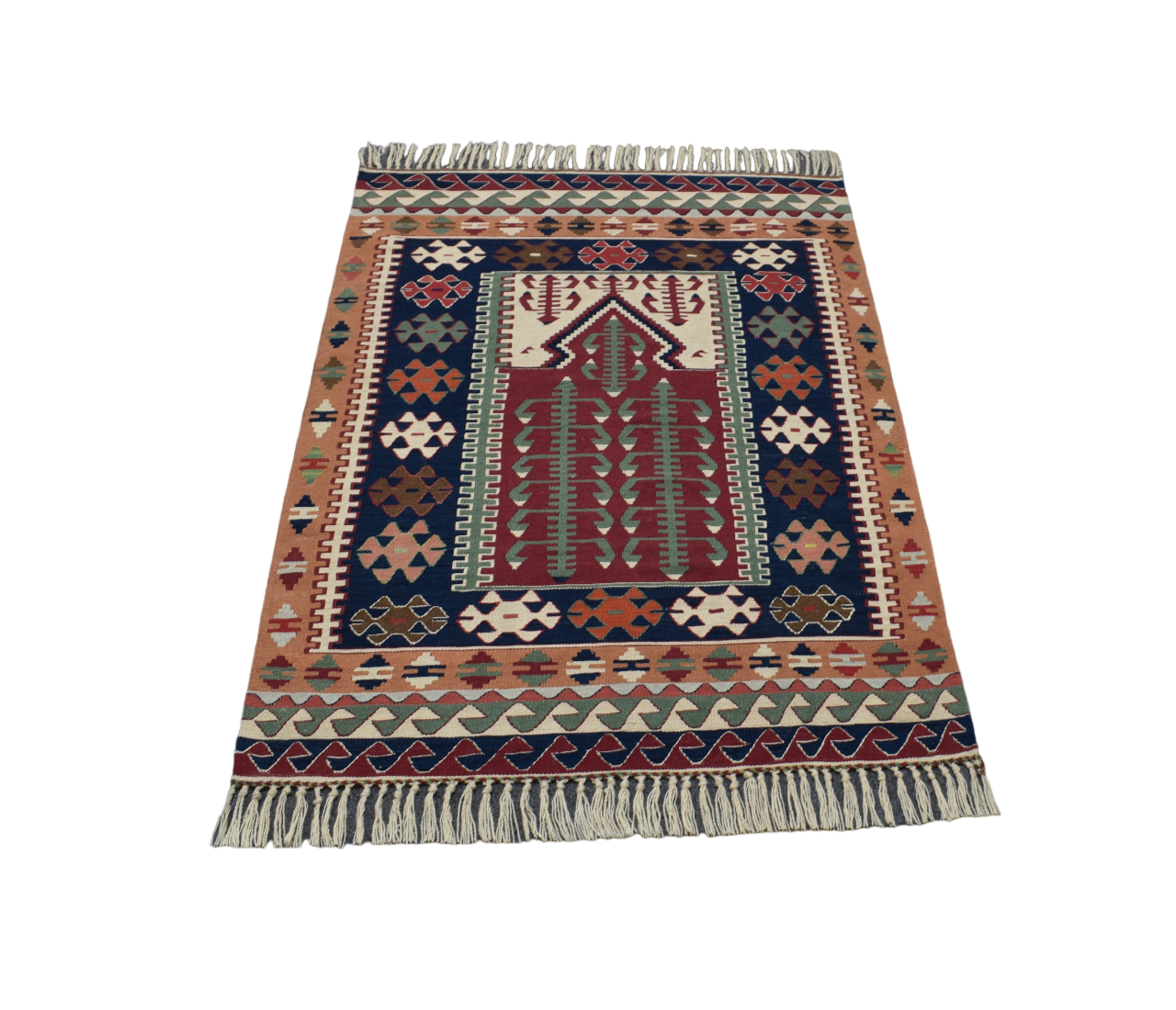 Yeni El Dokuma Farklı Otantik Balıkesir Yörük Yün Kilim 5219