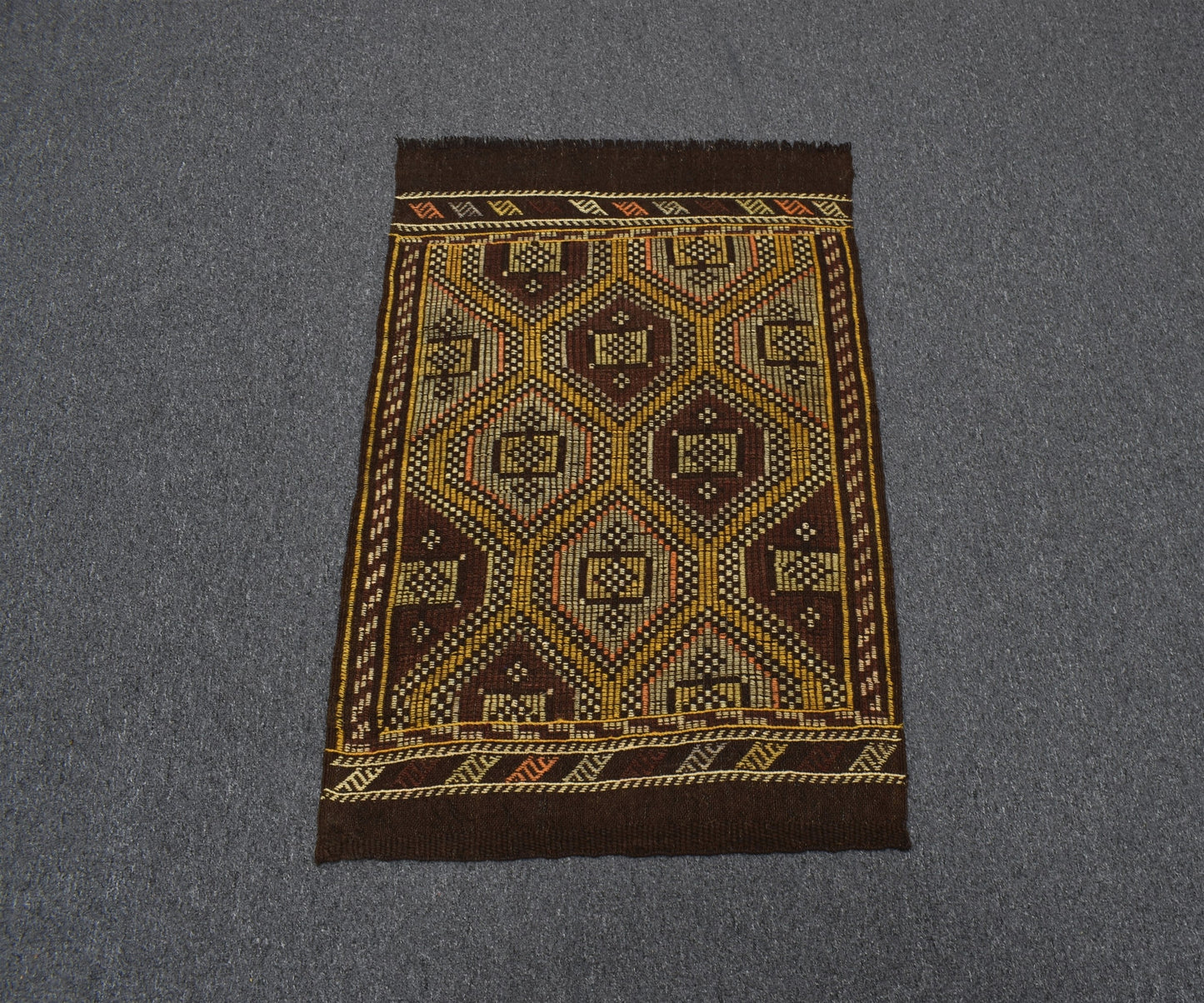 El Dokuması Otantik Geometrik Karapınar Yörük Yün Cecim Kilim 5390