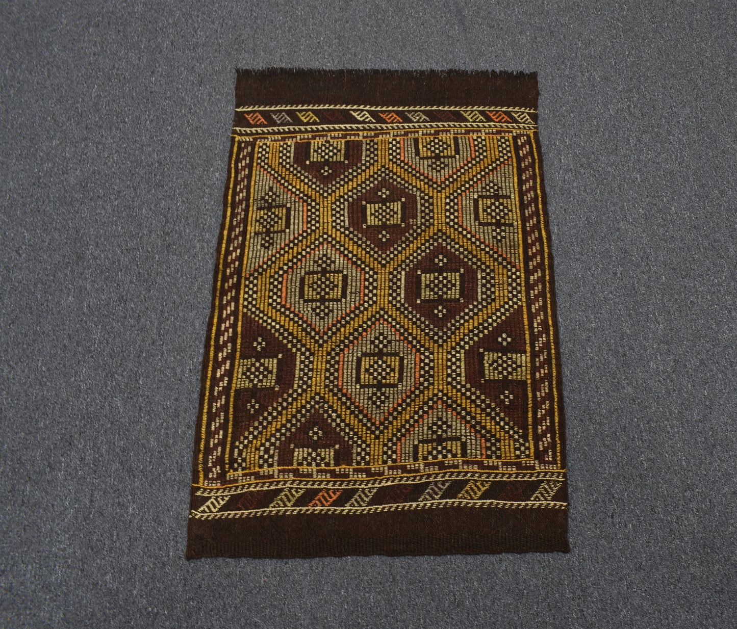 El Dokuması Otantik Geometrik Karapınar Yörük Yün Cecim Kilim 5390