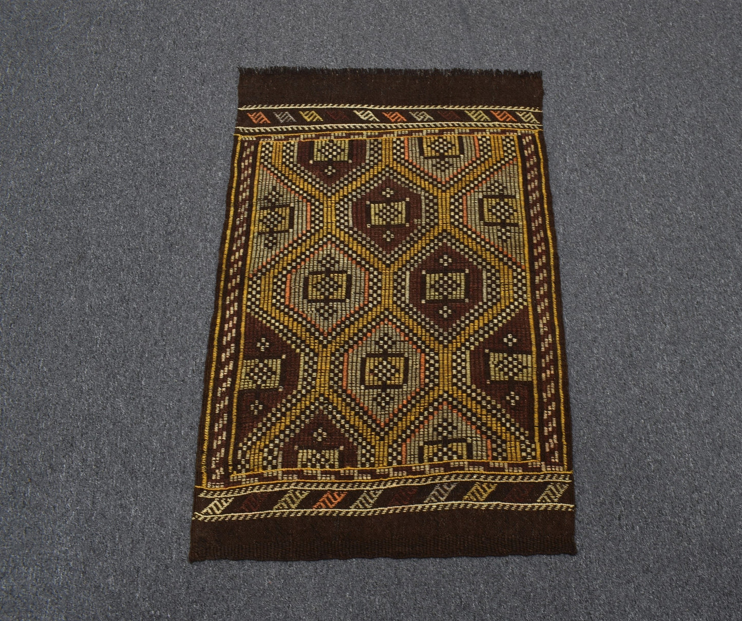 El Dokuması Otantik Geometrik Karapınar Yörük Yün Cecim Kilim 5390