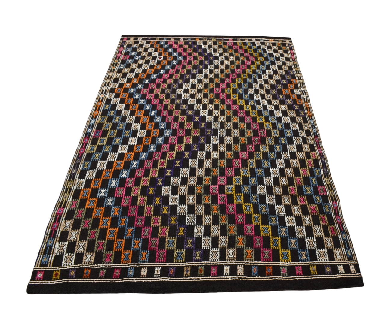 El Dokuması İhtişamlı Eşsiz Antalya Yörük Yün Cecim Kilim 5442