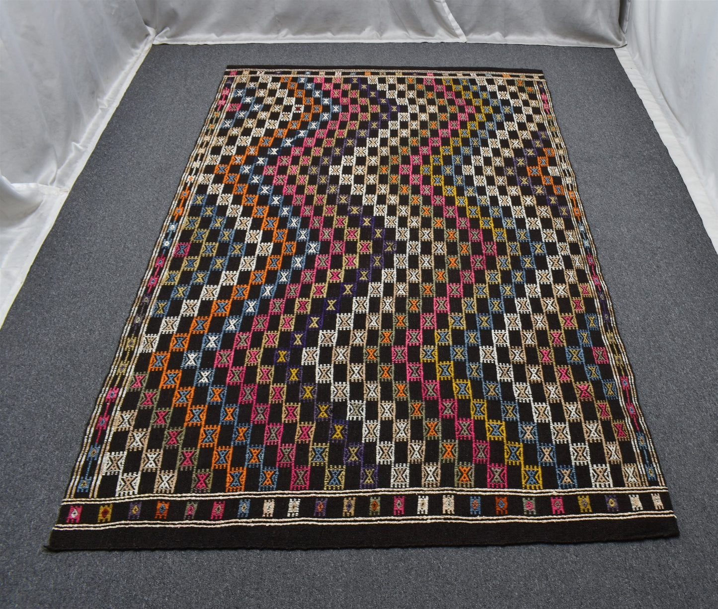 El Dokuması İhtişamlı Eşsiz Antalya Yörük Yün Cecim Kilim 5442