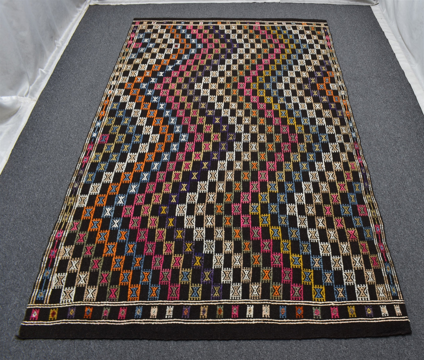 El Dokuması İhtişamlı Eşsiz Antalya Yörük Yün Cecim Kilim 5442