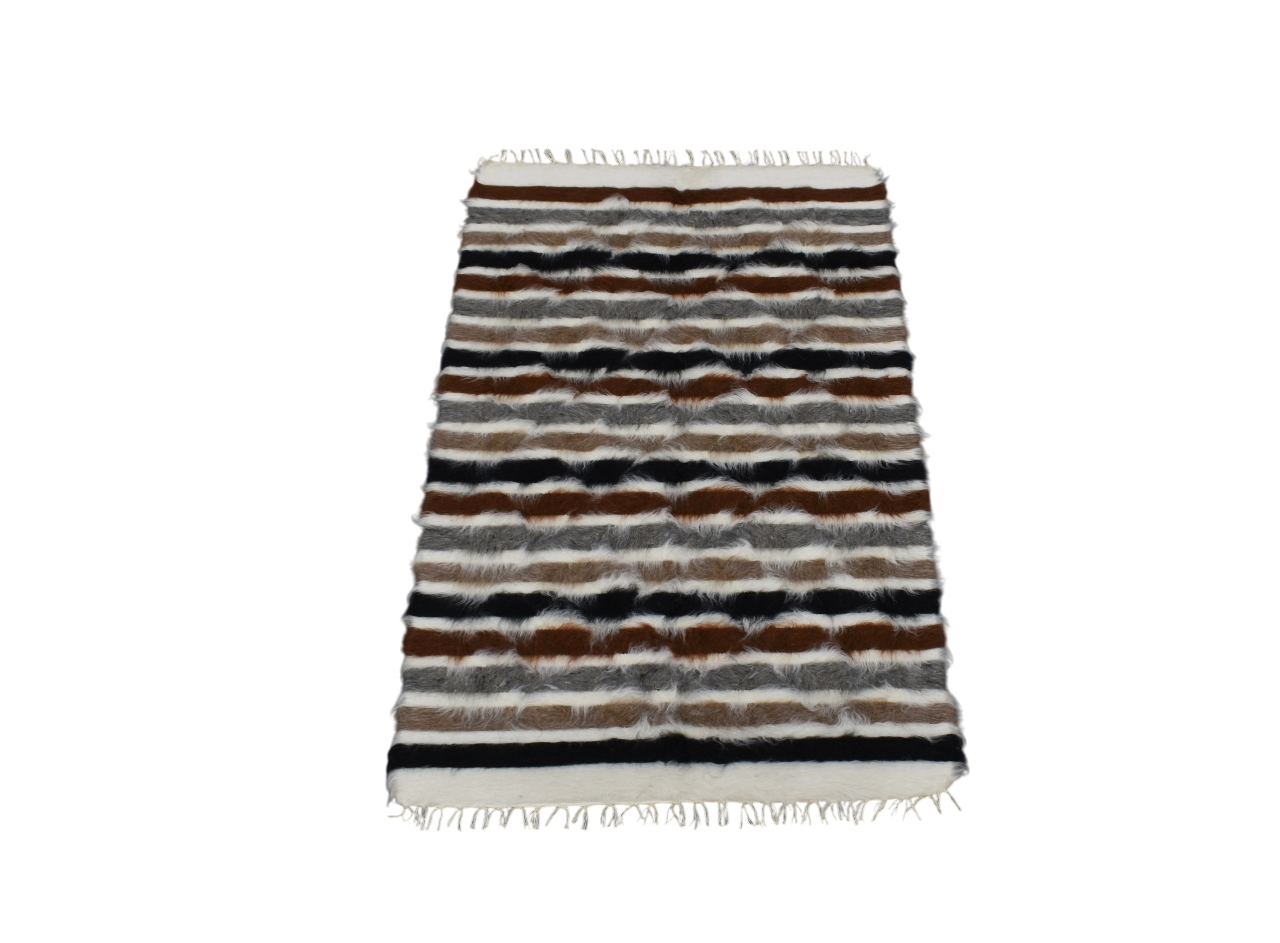 Yeni El Dokuma Eşsiz Tiftik Yün Siirt Battaniyesi Kilim 5513