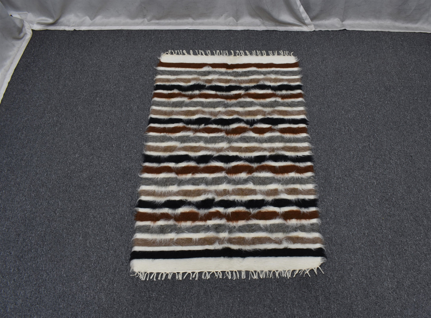 Yeni El Dokuma Eşsiz Tiftik Yün Siirt Battaniyesi Kilim 5513