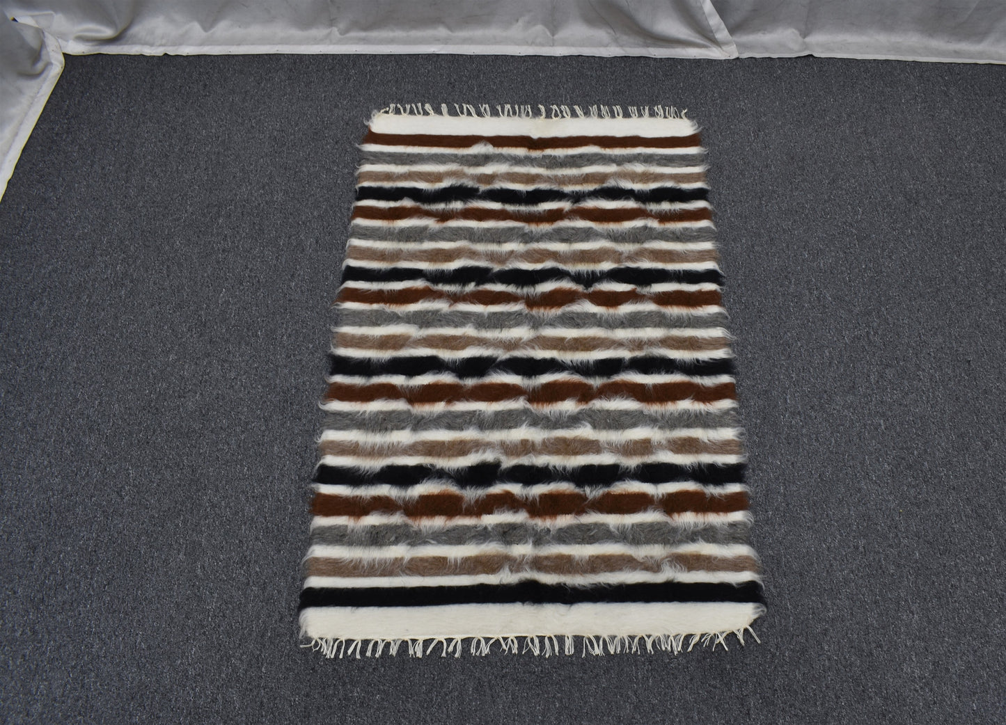 Yeni El Dokuma Eşsiz Tiftik Yün Siirt Battaniyesi Kilim 5513