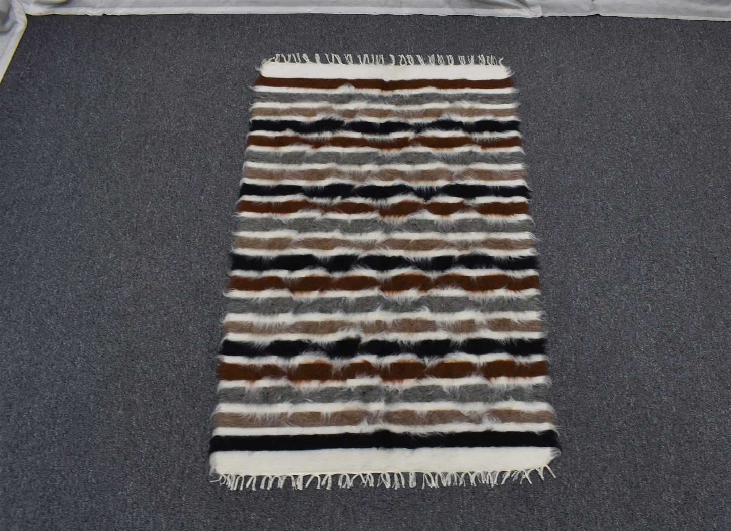 Yeni El Dokuma Eşsiz Tiftik Yün Siirt Battaniyesi Kilim 5513