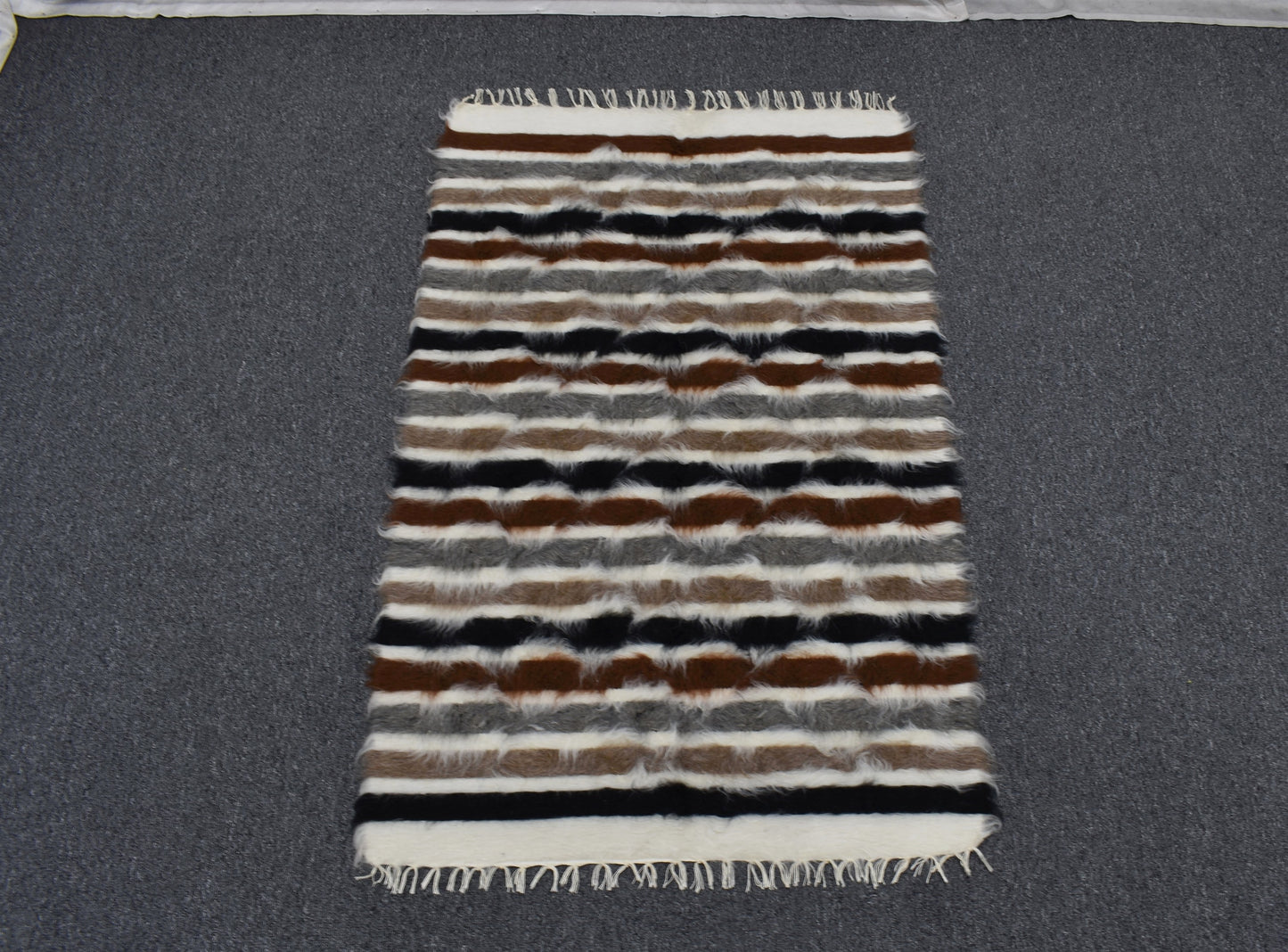 Yeni El Dokuma Eşsiz Tiftik Yün Siirt Battaniyesi Kilim 5513