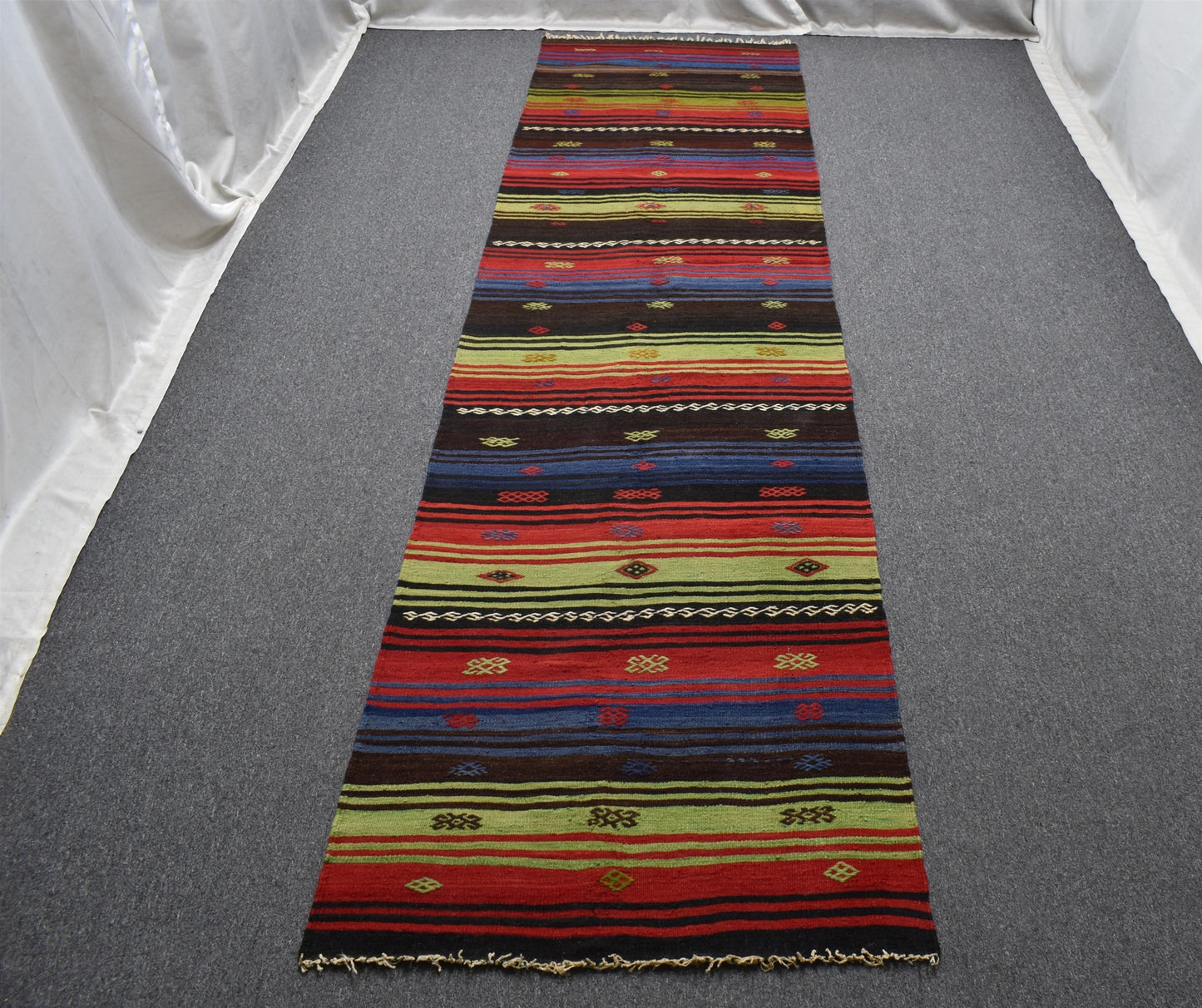 El Dokuma Benzersiz Görkemli Nadir Sivas Yolluk Yün Kilim 5859
