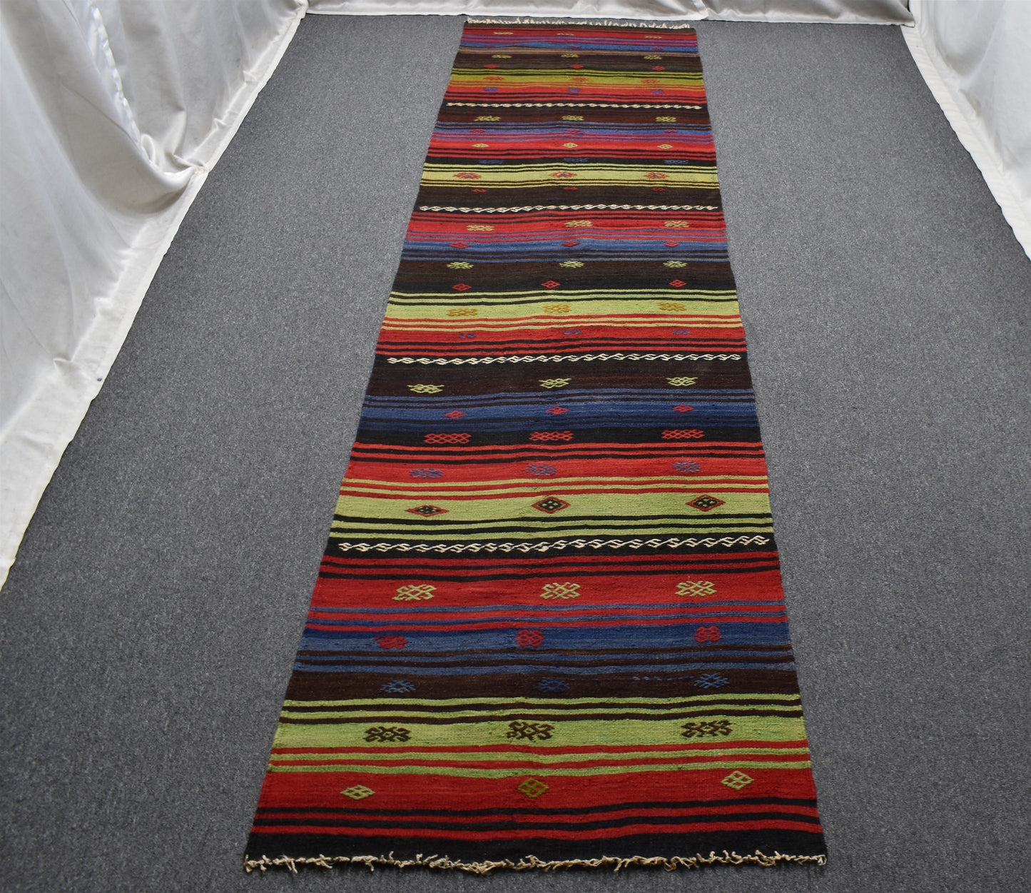 El Dokuma Benzersiz Görkemli Nadir Sivas Yolluk Yün Kilim 5859