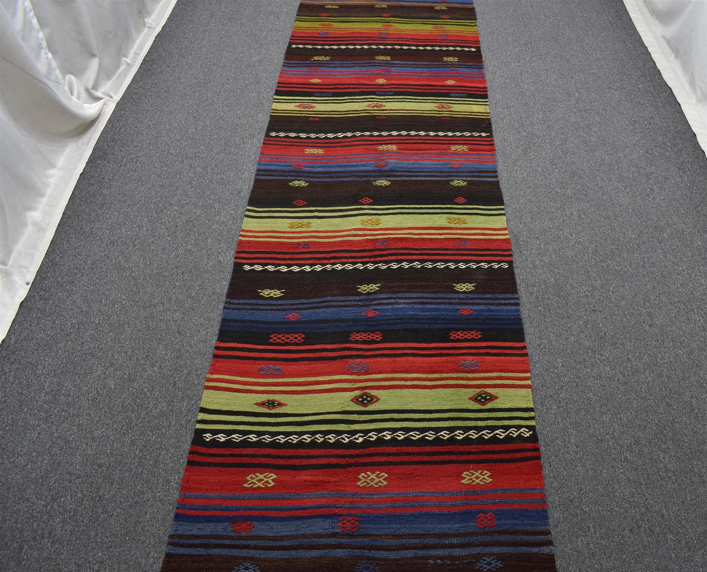 El Dokuma Benzersiz Görkemli Nadir Sivas Yolluk Yün Kilim 5859