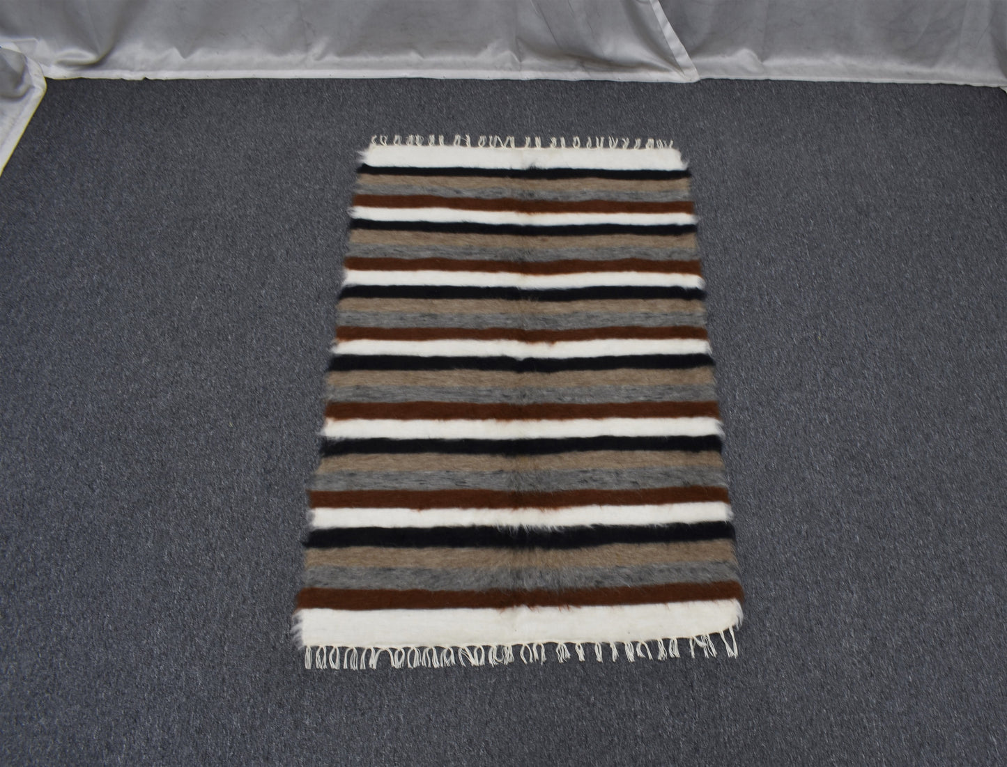 Yeni El Dokuma Seçkin Nadir Tiftik Yün Siirt Battaniyesi Kilim 5881